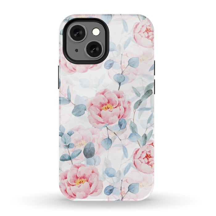 iPhone 13 mini StrongFit Blush Vintage Roses and Eukalyptus by  Utart