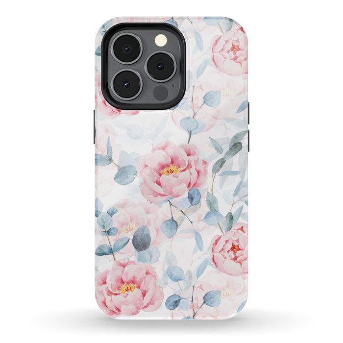 iPhone 13 pro StrongFit Blush Vintage Roses and Eukalyptus by  Utart