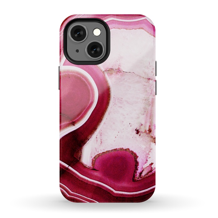 iPhone 13 mini StrongFit Vibrant pink agate marble by Oana 