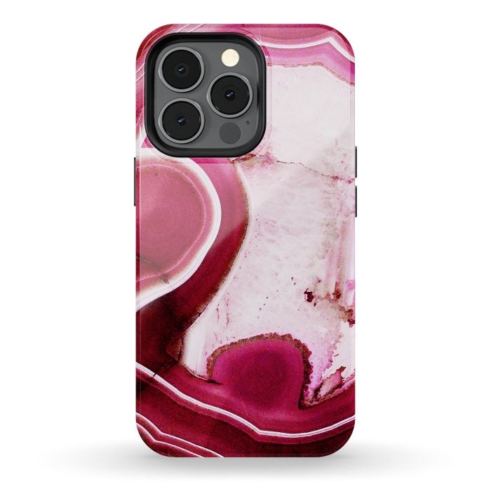 iPhone 13 pro StrongFit Vibrant pink agate marble by Oana 