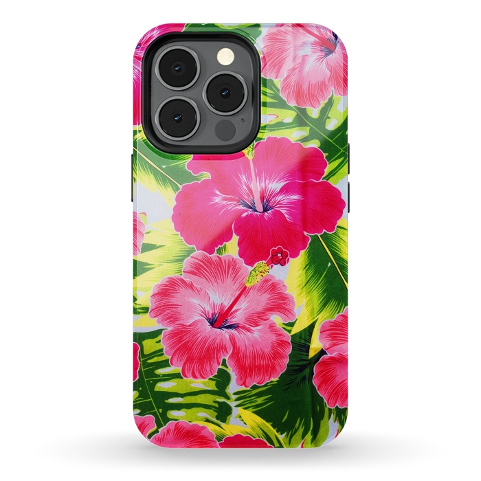iPhone 13 pro StrongFit Hibiscus Exotic Floral Pattern by BluedarkArt