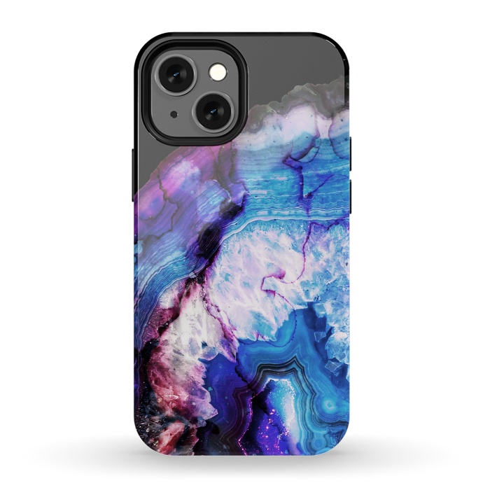 iPhone 13 mini StrongFit Dark blue purple agate marble  by Oana 