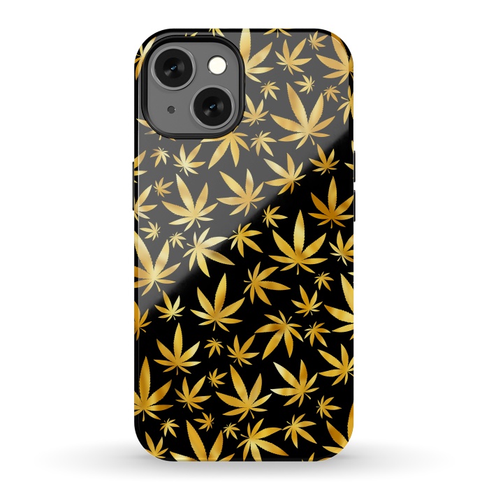 iPhone 13 StrongFit Weed Pattern - Black and Yellow by Art Design Works