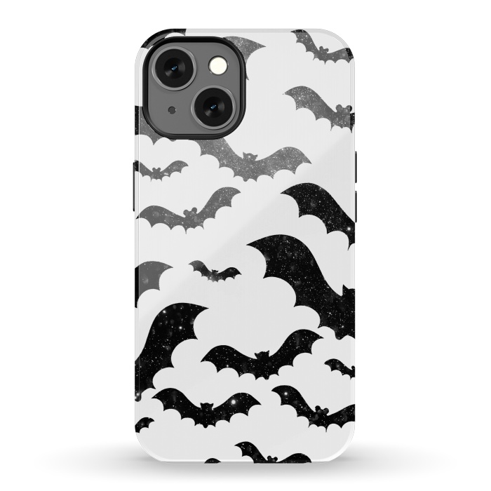 iPhone 13 StrongFit Black starry night sky bats - Halloween by Oana 