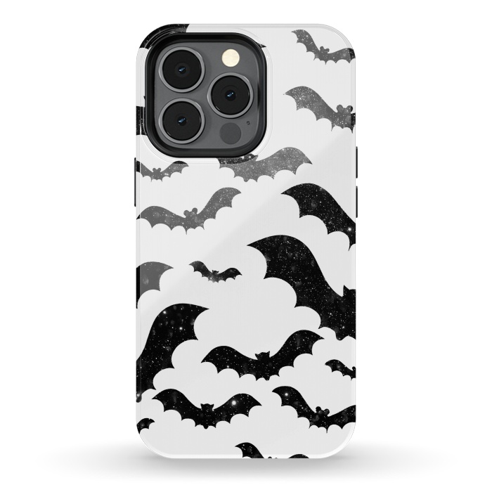 iPhone 13 pro StrongFit Black starry night sky bats - Halloween by Oana 