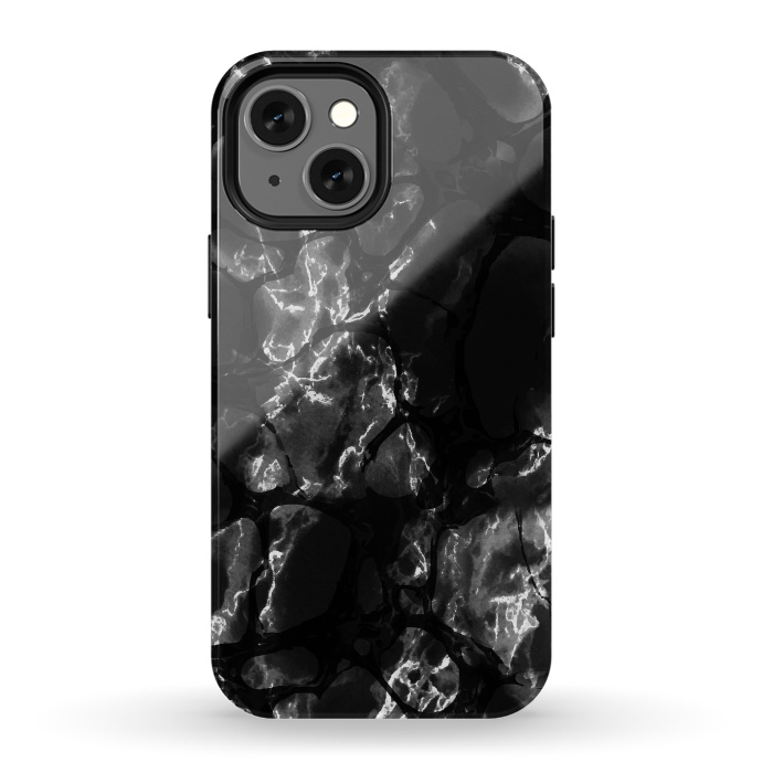 iPhone 13 mini StrongFit Black marble surface by Oana 