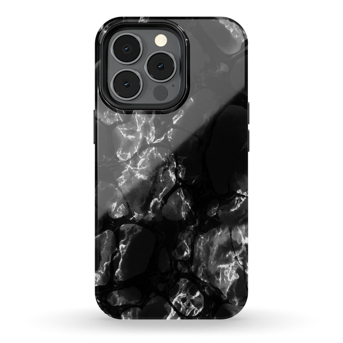 iPhone 13 pro StrongFit Black marble surface by Oana 