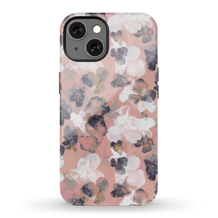 iPhone 13 StrongFit White pink transparent pansy petals painting by Oana 