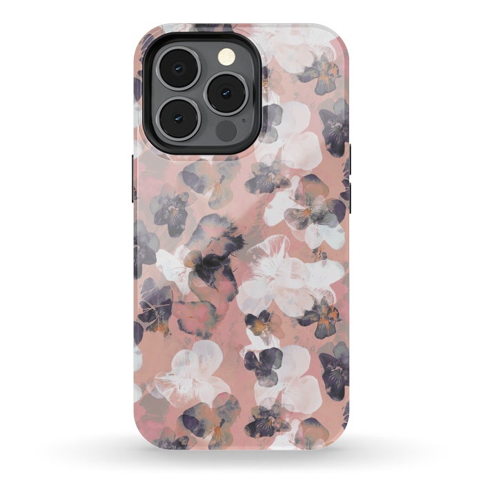 iPhone 13 pro StrongFit White pink transparent pansy petals painting by Oana 