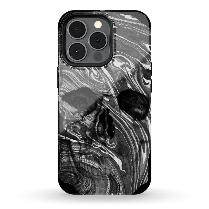 iPhone 13 pro StrongFit Black and white marble skull - Halloween by Oana 