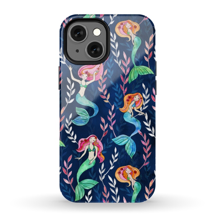 iPhone 13 mini StrongFit Little Merry Mermaids by Micklyn Le Feuvre