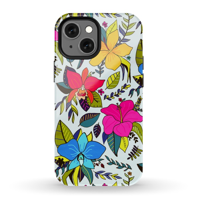 iPhone 13 mini StrongFit Tropical Floral by Tigatiga