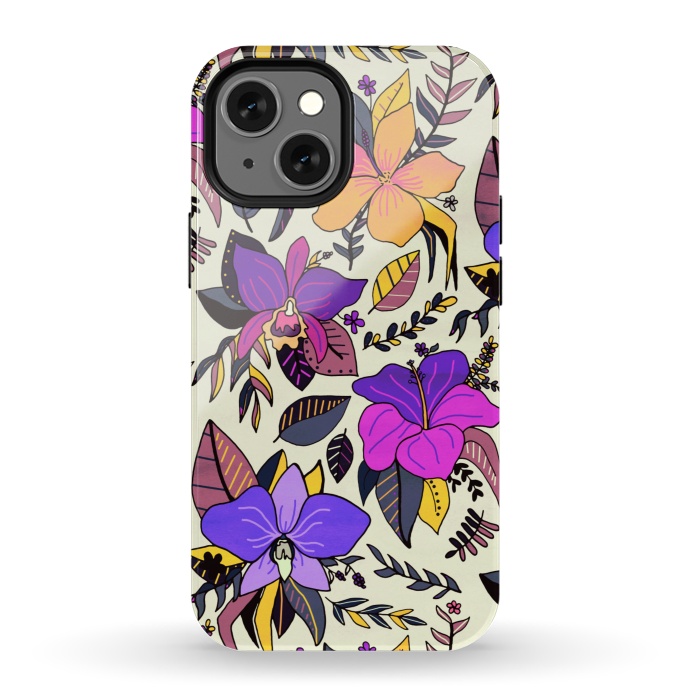 iPhone 13 mini StrongFit Sunset Tropical Floral by Tigatiga