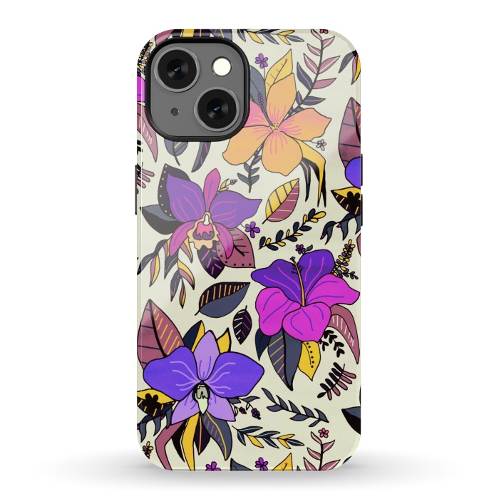 iPhone 13 StrongFit Sunset Tropical Floral by Tigatiga