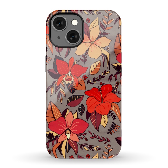 iPhone 13 StrongFit Red Tropical Floral by Tigatiga