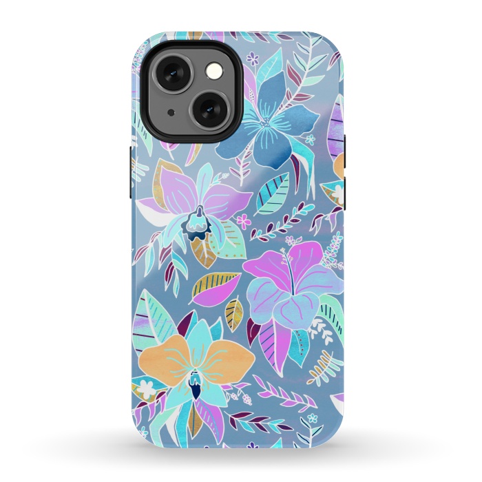 iPhone 13 mini StrongFit Pastel Tropical Floral by Tigatiga