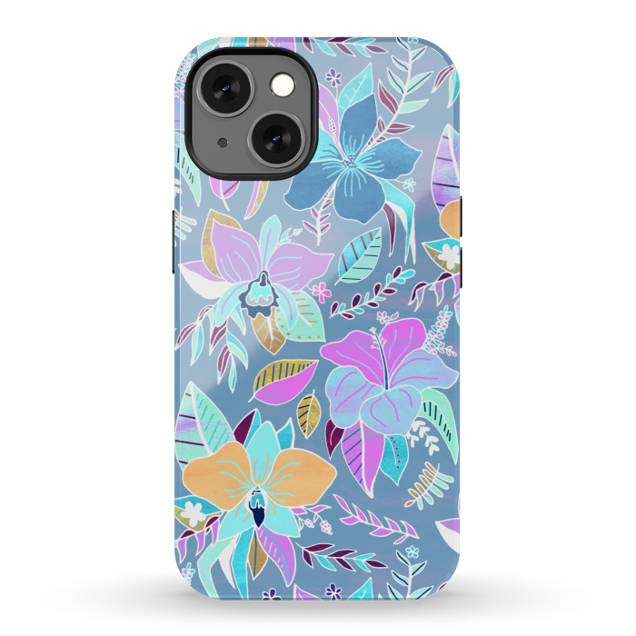 iPhone 13 StrongFit Pastel Tropical Floral by Tigatiga