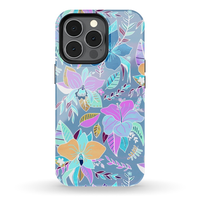 iPhone 13 pro StrongFit Pastel Tropical Floral by Tigatiga