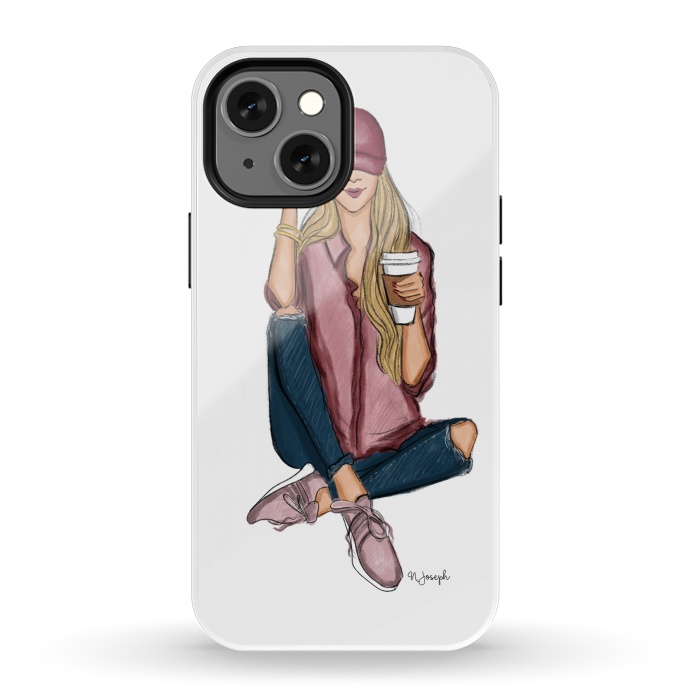 iPhone 13 mini StrongFit Basic Chic - Blonde by Natasha Joseph Illustrations 
