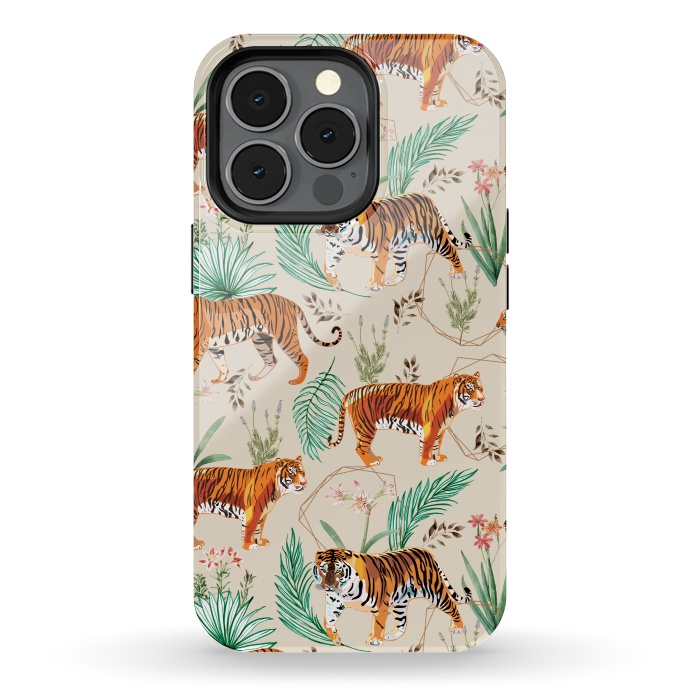 iPhone 13 pro StrongFit Tropical and Tigers by Uma Prabhakar Gokhale