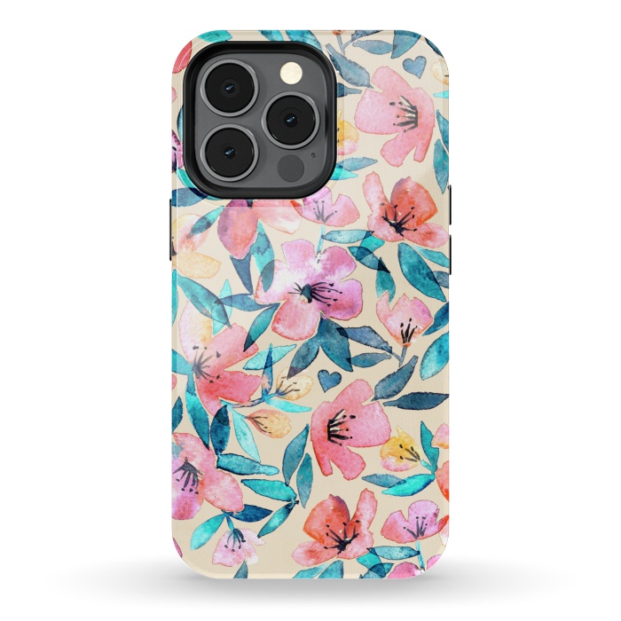 iPhone 13 pro StrongFit Fresh Watercolor Floral on Cream  by Micklyn Le Feuvre