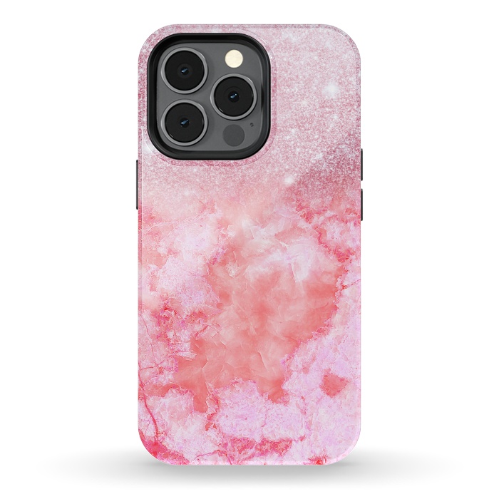 iPhone 13 pro StrongFit Glitter on Pink Blush Agate  by  Utart