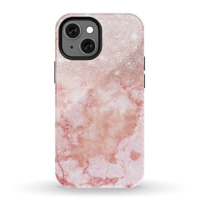 iPhone 13 mini StrongFit Glitter on Blush Agate by  Utart