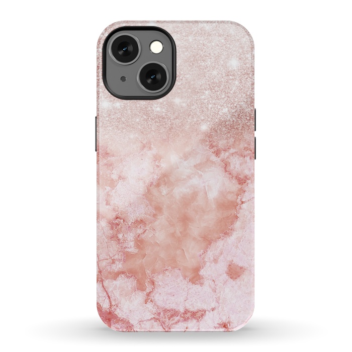iPhone 13 StrongFit Glitter on Blush Agate by  Utart