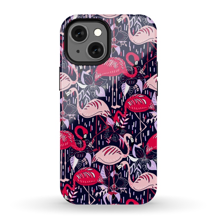 iPhone 13 mini StrongFit Fantasy Flamingos  by Tigatiga