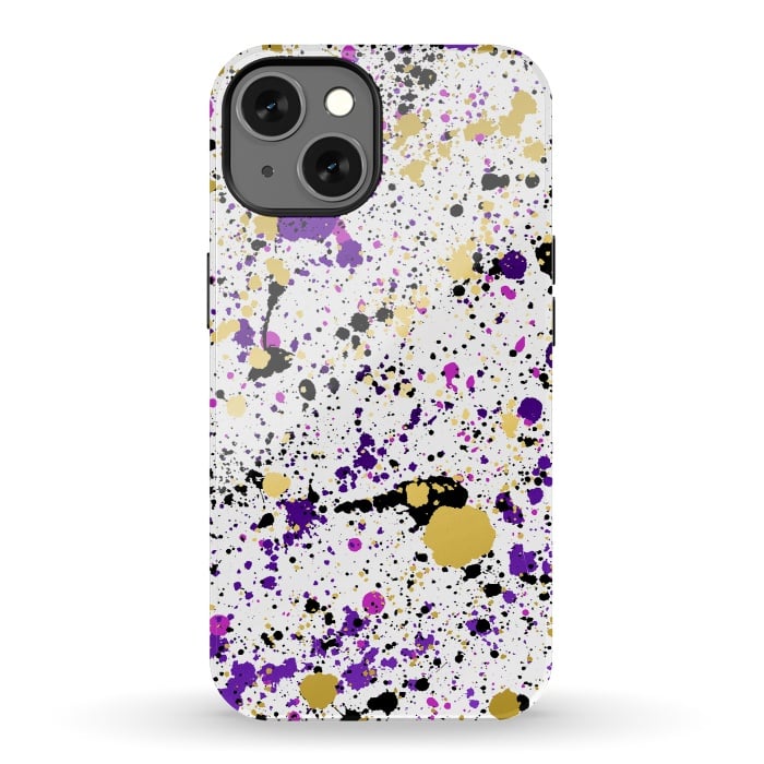 iPhone 13 StrongFit Colorful Paint Splatter by Art Design Works