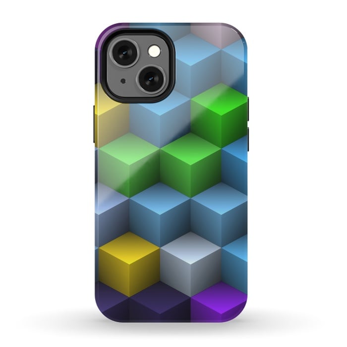 iPhone 13 mini StrongFit 3D Colorful Squares Pattern by Art Design Works