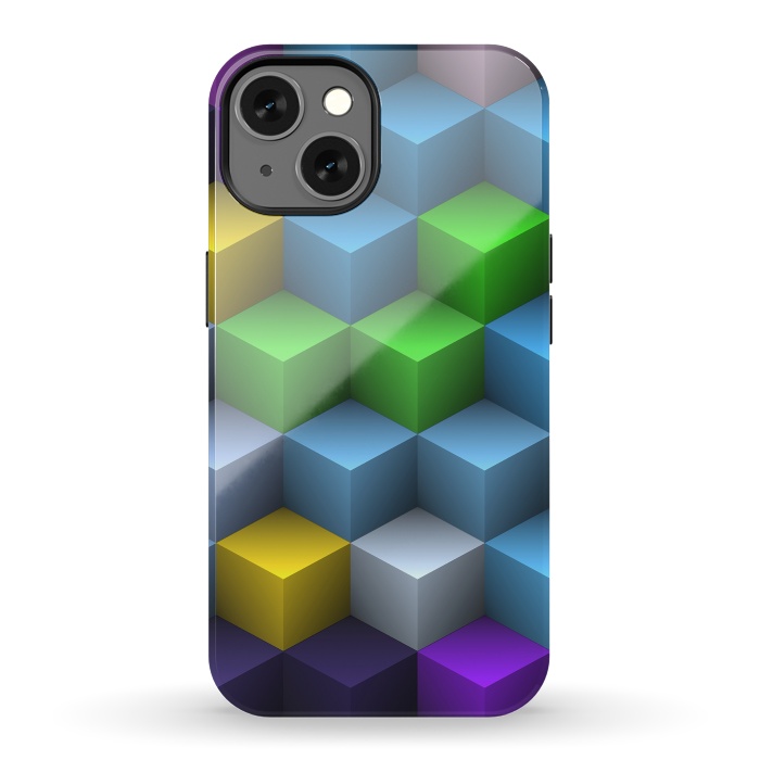 iPhone 13 StrongFit 3D Colorful Squares Pattern by Art Design Works