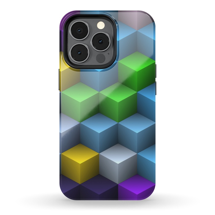 iPhone 13 pro StrongFit 3D Colorful Squares Pattern by Art Design Works
