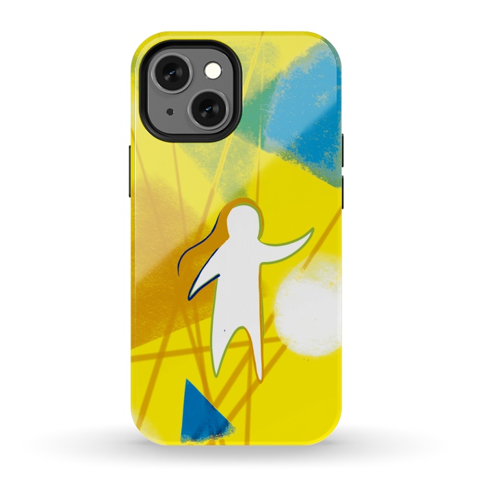 iPhone 13 mini StrongFit Yellow Geometric by Eva Fandiño