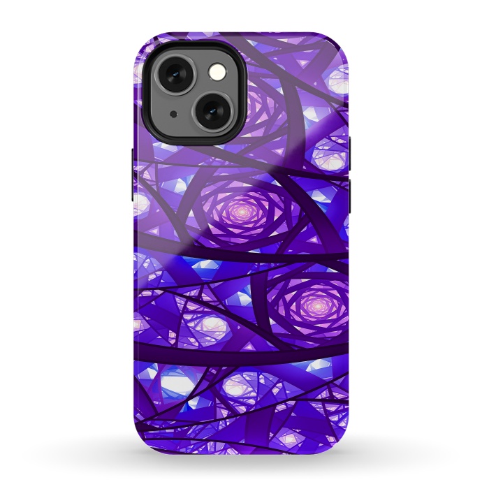 iPhone 13 mini StrongFit Purple Fractal Pattern by Art Design Works