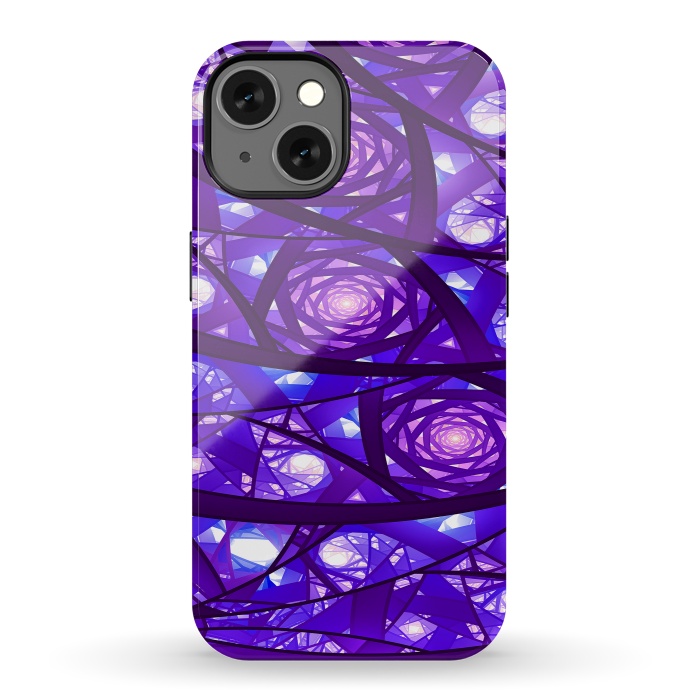 iPhone 13 StrongFit Purple Fractal Pattern by Art Design Works