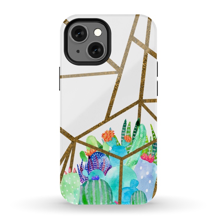 iPhone 13 mini StrongFit Cactus Earth Terrarium  by Amaya Brydon