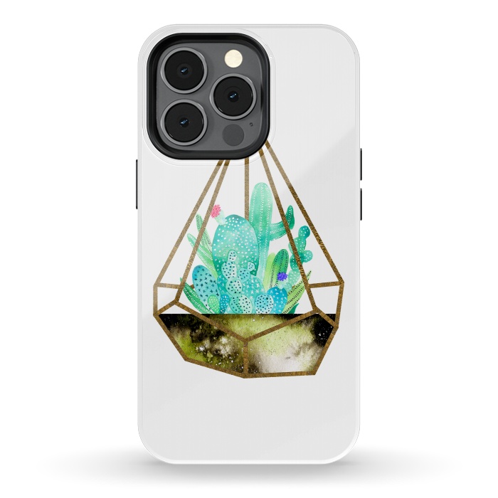 iPhone 13 pro StrongFit Gold Cactus Terrarium  by Amaya Brydon