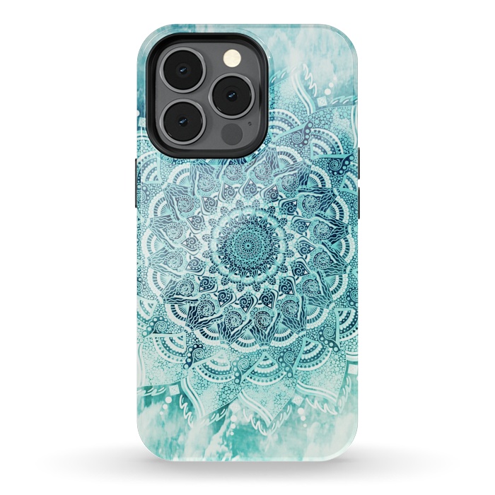 iPhone 13 pro StrongFit Mandala turquoise by Jms