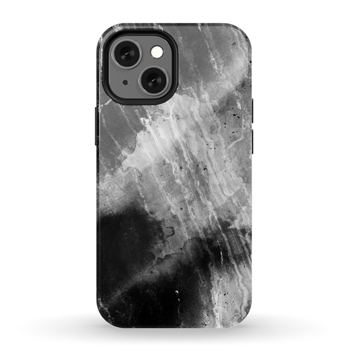 iPhone 13 mini StrongFit Black gray faded marble painting by Oana 