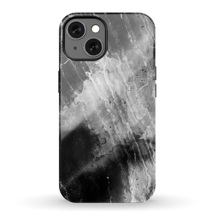 iPhone 13 StrongFit Black gray faded marble painting by Oana 