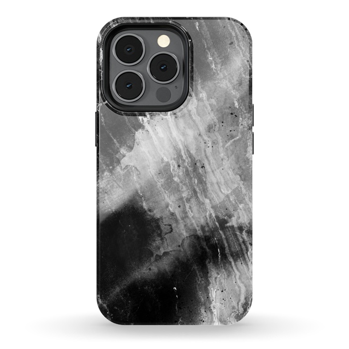 iPhone 13 pro StrongFit Black gray faded marble painting by Oana 