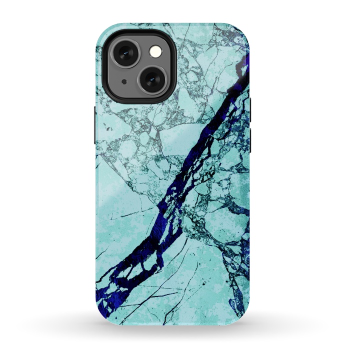 iPhone 13 mini StrongFit Turquoise blue marble by Oana 