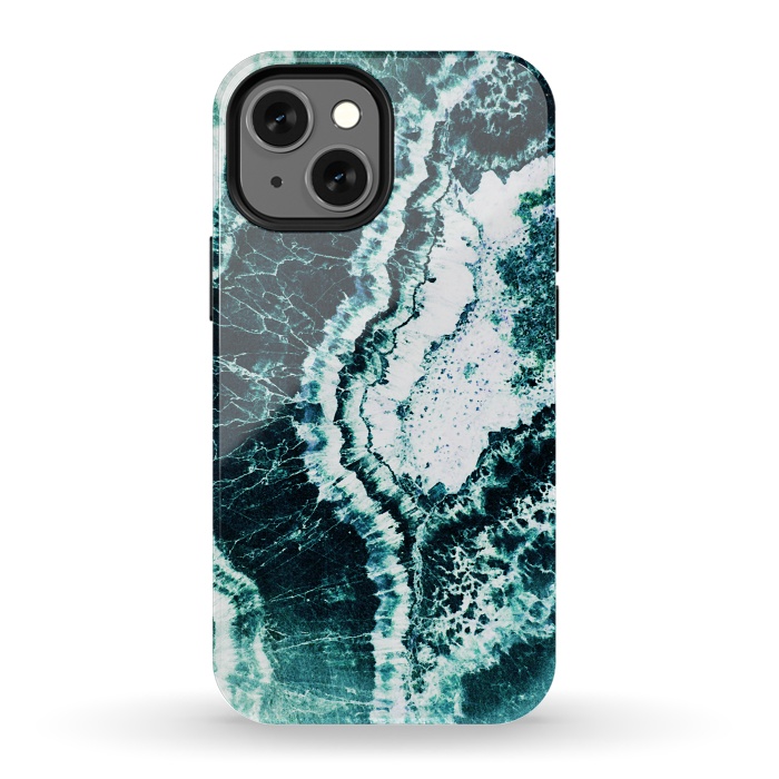 iPhone 13 mini StrongFit Emerald green agate marble art by Oana 