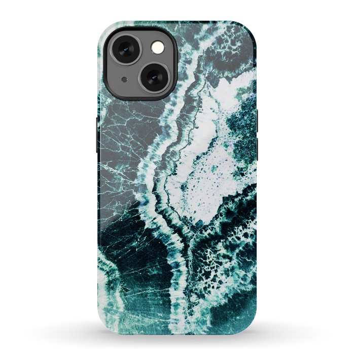 iPhone 13 StrongFit Emerald green agate marble art by Oana 