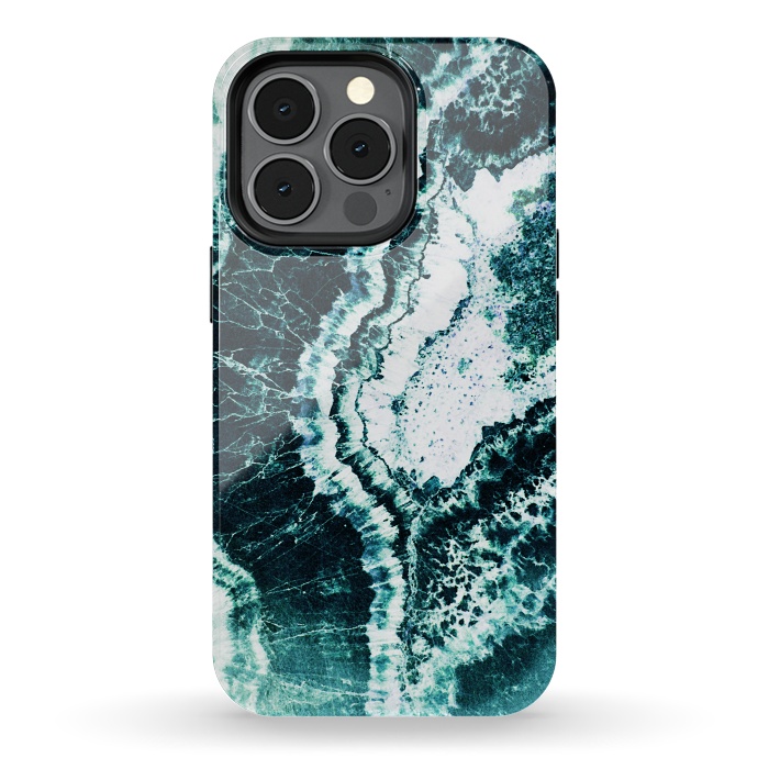 iPhone 13 pro StrongFit Emerald green agate marble art by Oana 