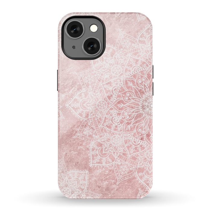 iPhone 13 StrongFit Elegant poinsettia and snowflakes doodles mandala art by InovArts