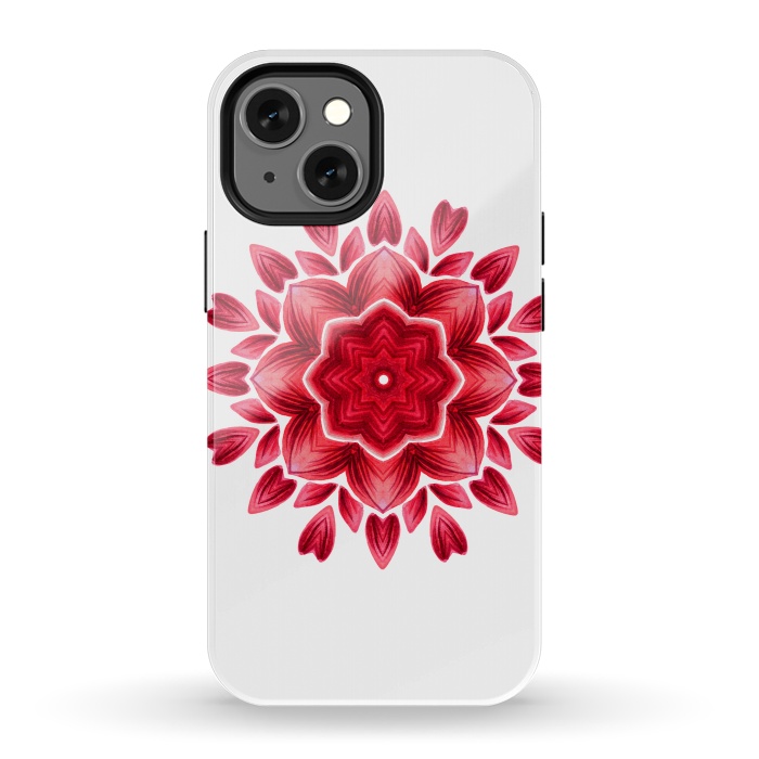 iPhone 13 mini StrongFit Abstract Watercolor Rose Petal Floral Mandala by Boriana Giormova