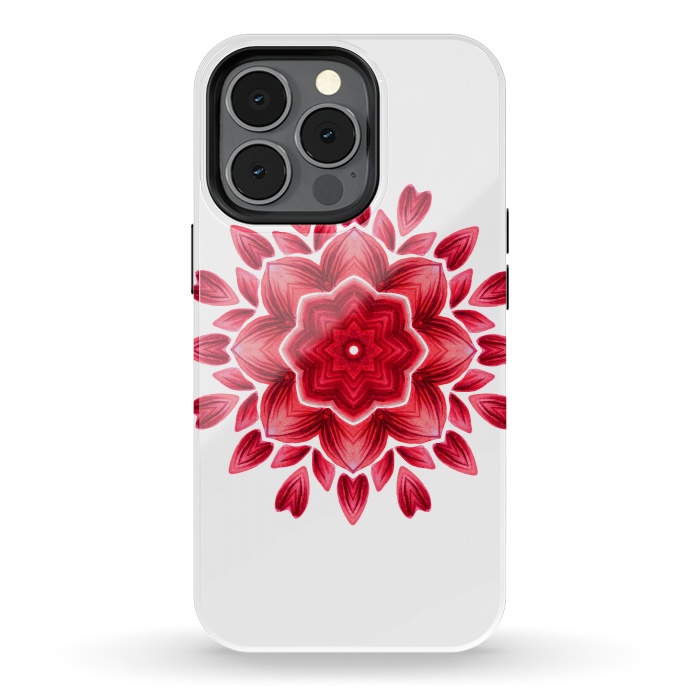 iPhone 13 pro StrongFit Abstract Watercolor Rose Petal Floral Mandala by Boriana Giormova