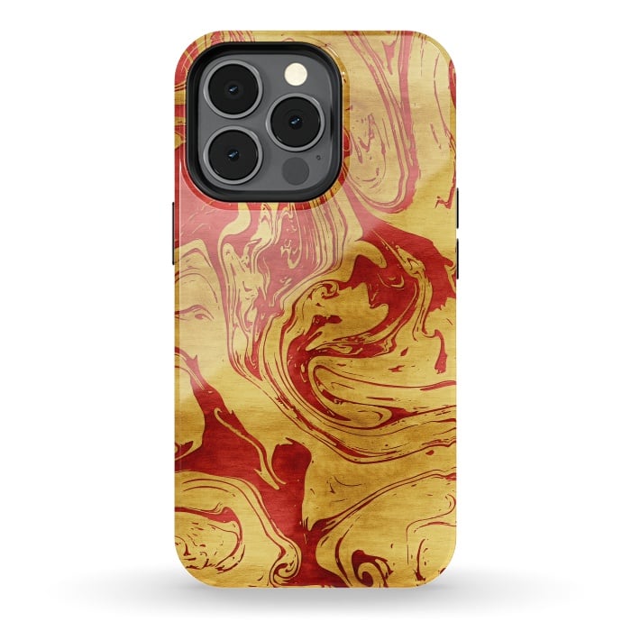 iPhone 13 pro StrongFit Red Dragon Marble by Art Design Works